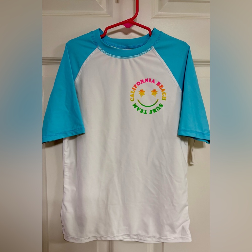 Joe Fresh Kids California Beach Rashguard - Blue and White large NWT